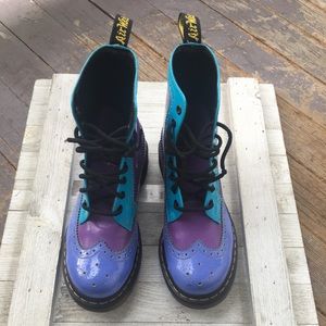 Dr Martens Blue and Violet Harrie Brouge Boot